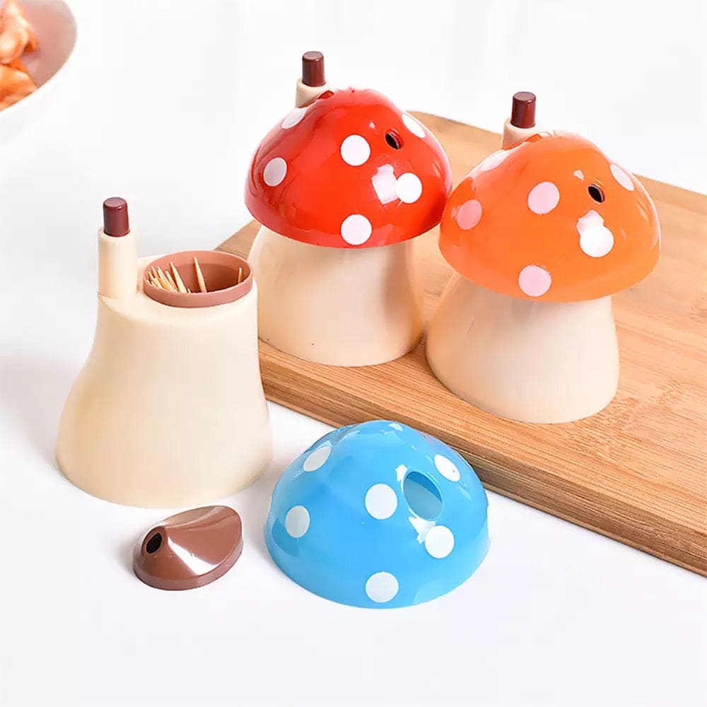 Creative Press Type Mushroom Toothpick Box, Pocket Small Toothpick Box, Mushroom Shape Toothpick Storage Container, Automatic Toothpick Holder Dispenser Creative Press Type Mushroom Toothpick Box, Pocket Small Toothpick Box, Mushroom Shape Toothpick Storage Container, Automatic Toothpick Holder Dispenser